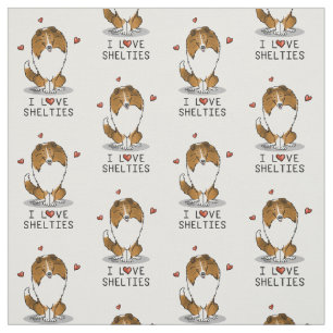 I Liebe (Einzel-2) Shetland Sheepdogs Niedlich Stoff