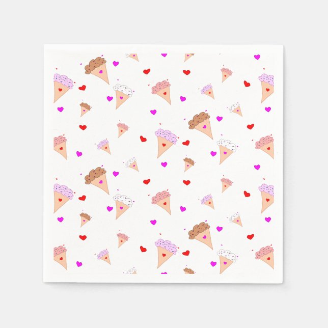 I Liebe Eiscreme, Kones Herz Geschmacksmuster Serviette (Vorderseite)