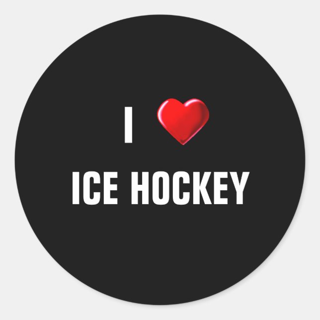 I Liebe Eishockey Runder Aufkleber (Vorderseite)
