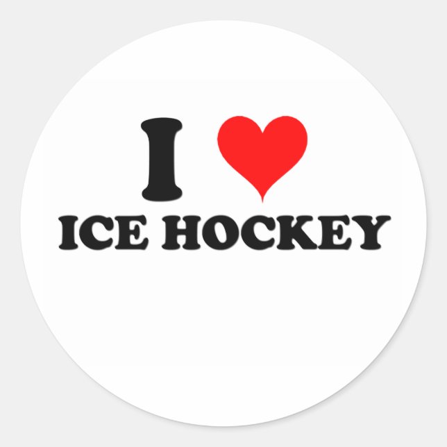 I Liebe Eishockey Runder Aufkleber (Vorderseite)