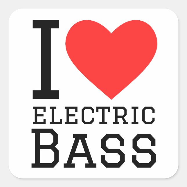 I Liebe Electro Bass Quadratischer Aufkleber (Vorderseite)