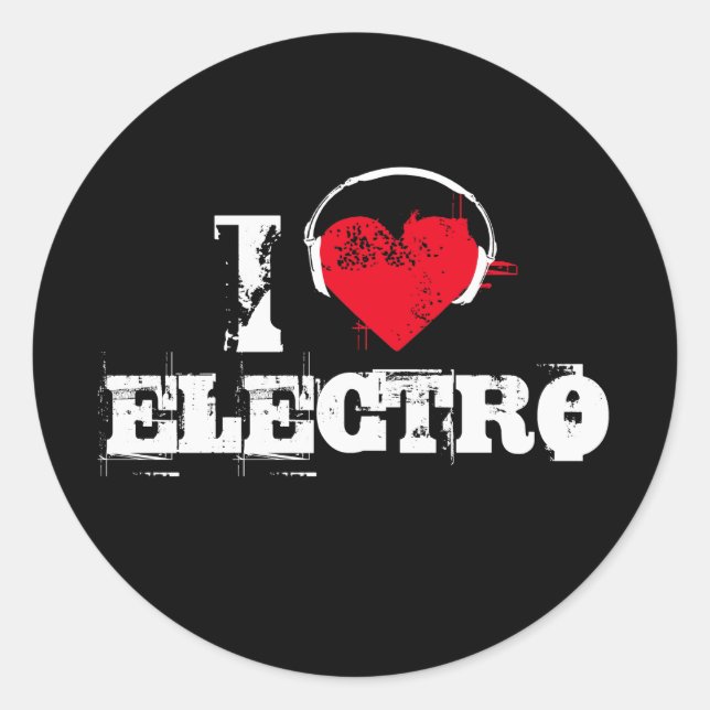 I LIEBE ELECTRO RUNDER AUFKLEBER (Vorderseite)