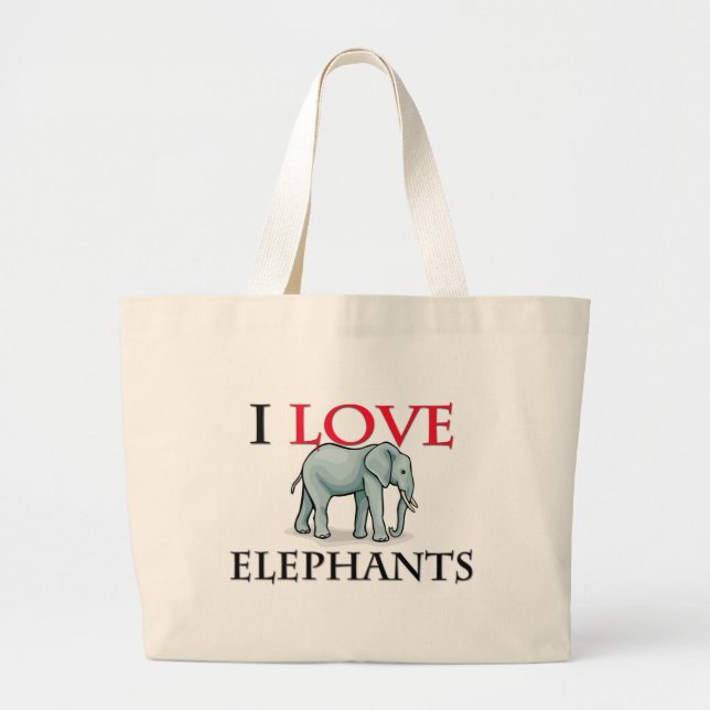 I Liebe-Elefanten Jumbo Stoffbeutel (Vorne)
