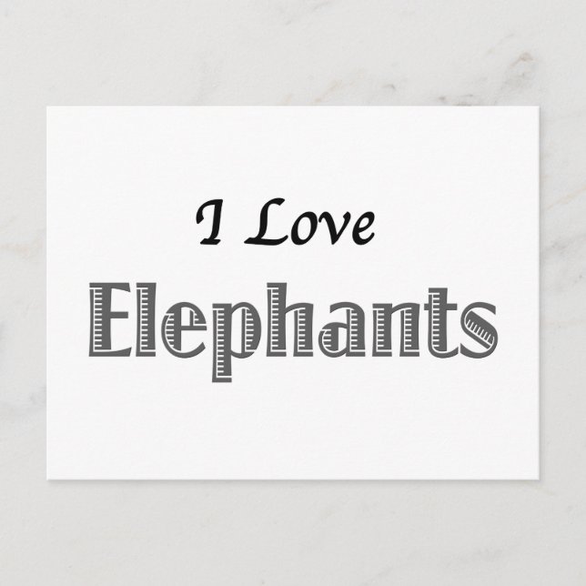 I Liebe Elefanten Postkarte (Vorderseite)