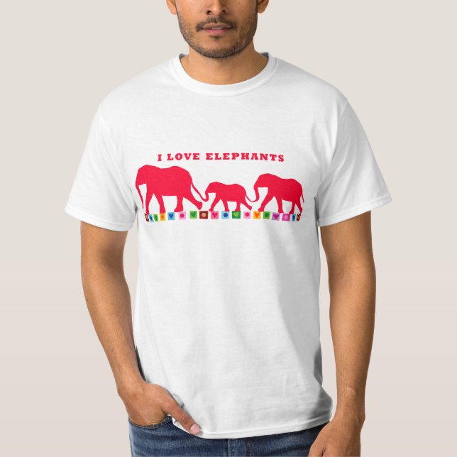 I Liebe Elefanten (rot) T-Shirt (Vorderseite)