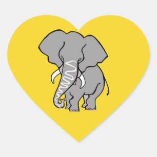 I Liebe ELEPHANE - Wildtiere - Gelb Herz-Aufkleber
