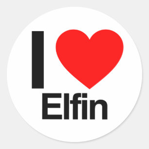 i Liebe elfin Runder Aufkleber