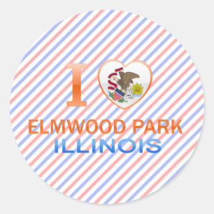 I Liebe Elmwood Park, IL Runder Aufkleber