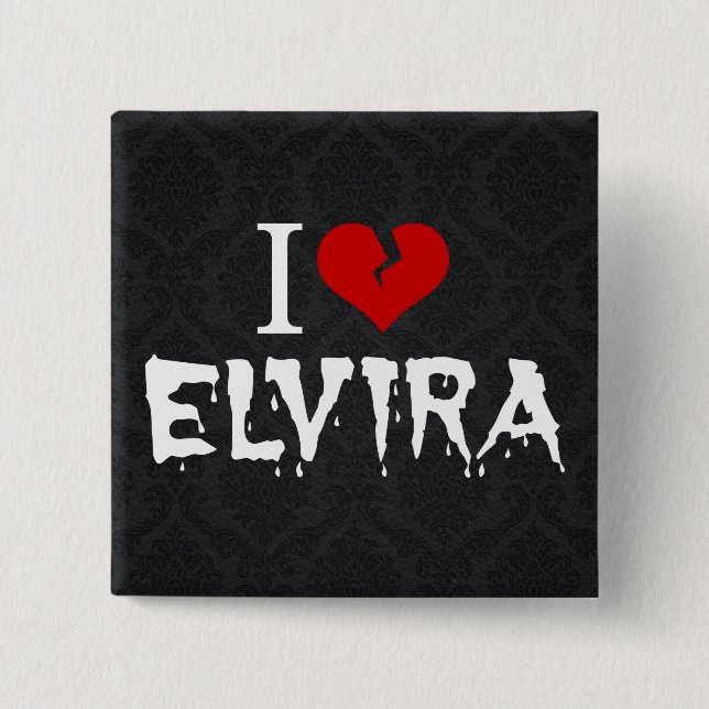 I Liebe Elvira Broken Heart Button (Vorderseite)