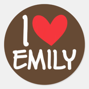 I Liebe Emily Name Personalisiert Girl BESTE FREUN Runder Aufkleber
