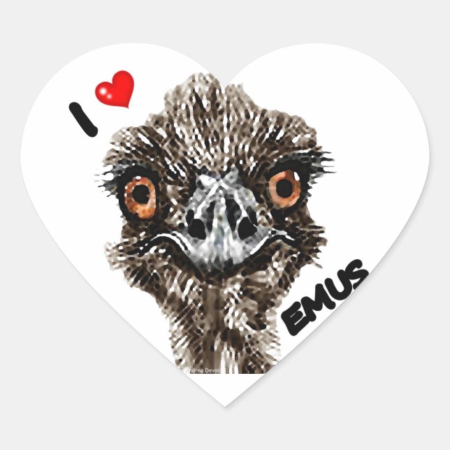 I LIEBE EMUS Herz-Aufkleber (Vorderseite)