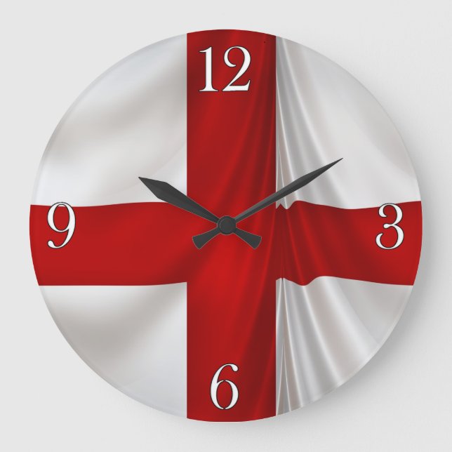 I Liebe England Flagge St. George Patriotic Große Wanduhr (Vorderseite)