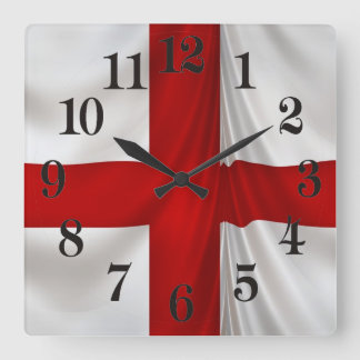 I Liebe England Flagge St. George Patriotic Quadratische Wanduhr