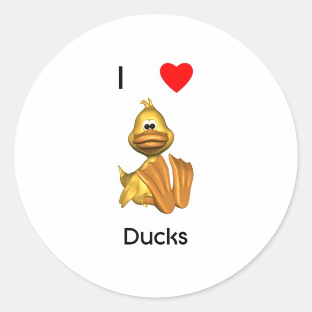 I Liebe Enten Runder Aufkleber (Vorderseite)