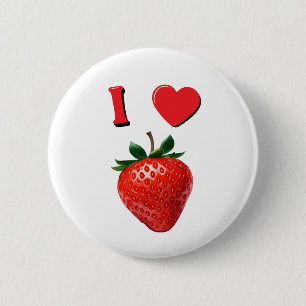 I Liebe Erdbeeren Button