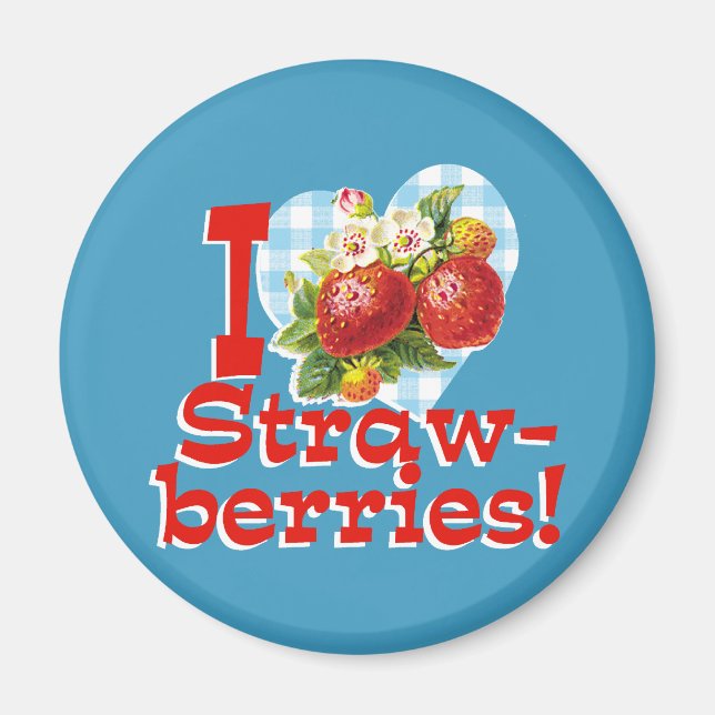 I Liebe Erdbeeren Magnet (Vorne)