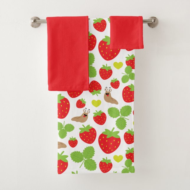 I Liebe Erdbeeren Nahtloses Muster Badhandtuch Set (Insitu)