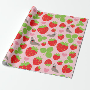 I Liebe Erdbeeren Nahtloses Muster Geschenkpapier