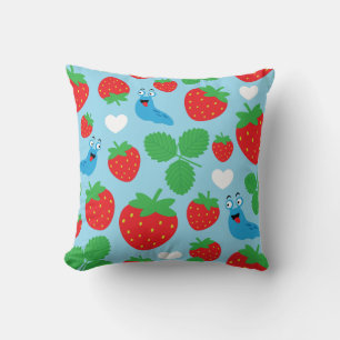 I Liebe Erdbeeren Nahtloses Muster Kissen