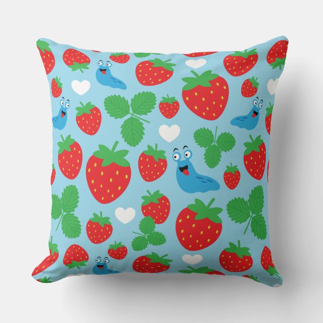 I Liebe Erdbeeren Nahtloses Muster Kissen (Vorderseite)