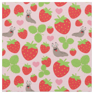 I Liebe Erdbeeren Nahtloses Muster Stoff