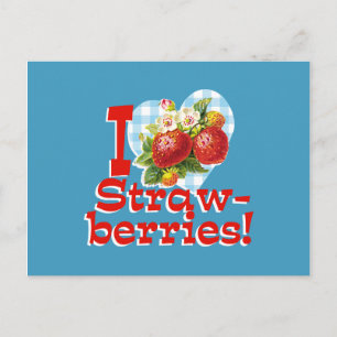 I Liebe Erdbeeren Postkarte