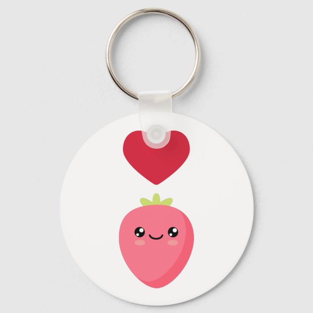 I Liebe Erdbeeren Schlüsselanhänger (Vorderseite)