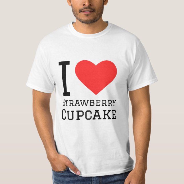 I Liebe Erdbeerkuchen T-Shirt (Vorderseite)