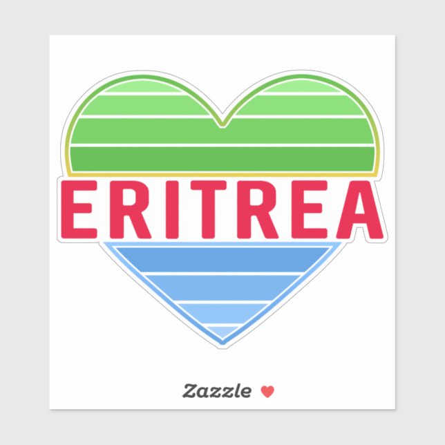 I Liebe Eritrea, Eritreer Fahne Herz Aufkleber (Blatt)