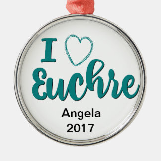 I Liebe Euchre Personalisiert Letters Design Silbernes Ornament