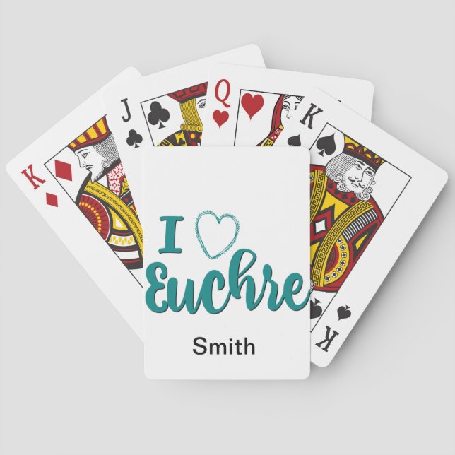 I Liebe Euchre Personalisiert Letters Design Spielkarten (Rückseite)