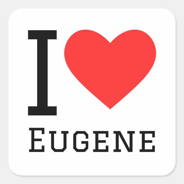 I Liebe eugene Quadratischer Aufkleber (Vorderseite)