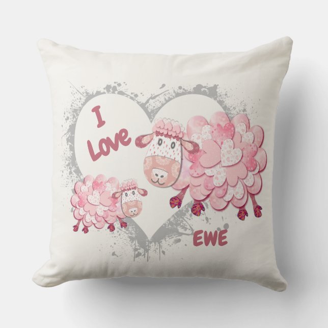 I Liebe Ewe Pink Kissen individuell einstellbar (Vorderseite)