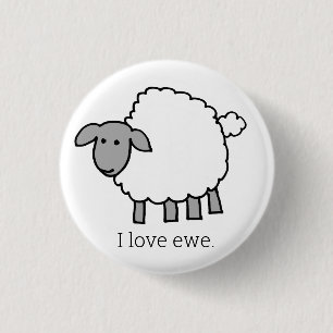 I Liebe Ewe Sheep Button