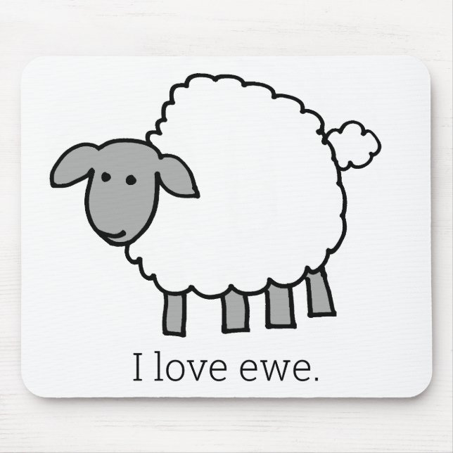 I Liebe Ewe Sheep Mousepad (Vorne)