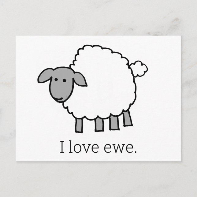 I Liebe Ewe Sheep Postkarte (Vorderseite)