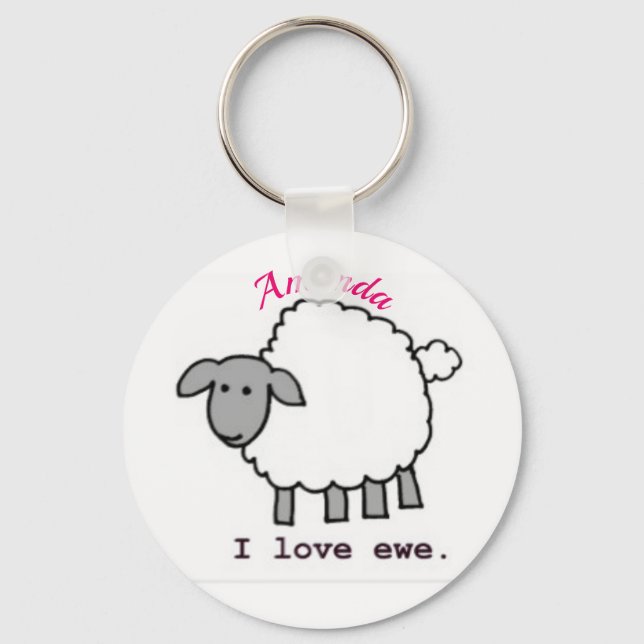 I Liebe Ewe you Key Chain Niedliche Custom Shee Schlüsselanhänger (Vorderseite)