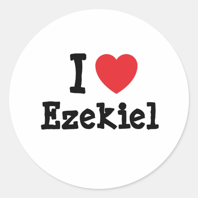 I Liebe Ezekiel Herz Brauch personalisiert Runder Aufkleber (Vorderseite)