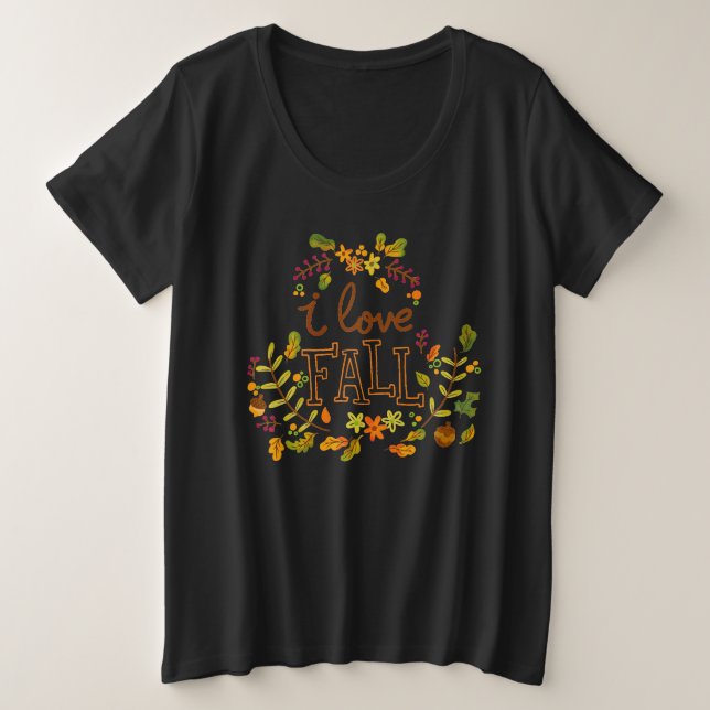 I Liebe Fall Erntedank Frauen Schwarz Große Größe T-Shirt (Design vorne)