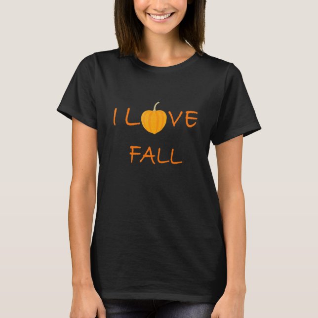 I Liebe Fall Pumpkin Design T-Shirt (Vorderseite)