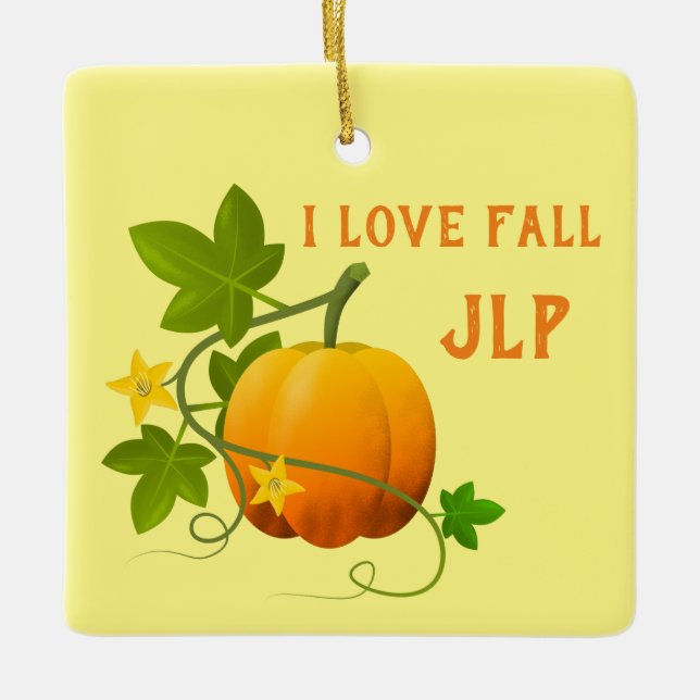 I Liebe Fall Pumpkin Keramikornament (Vorderseite)