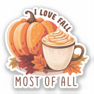 I Liebe Fall - Pumpkin und Pumpkin GewürzLatte Aufkleber