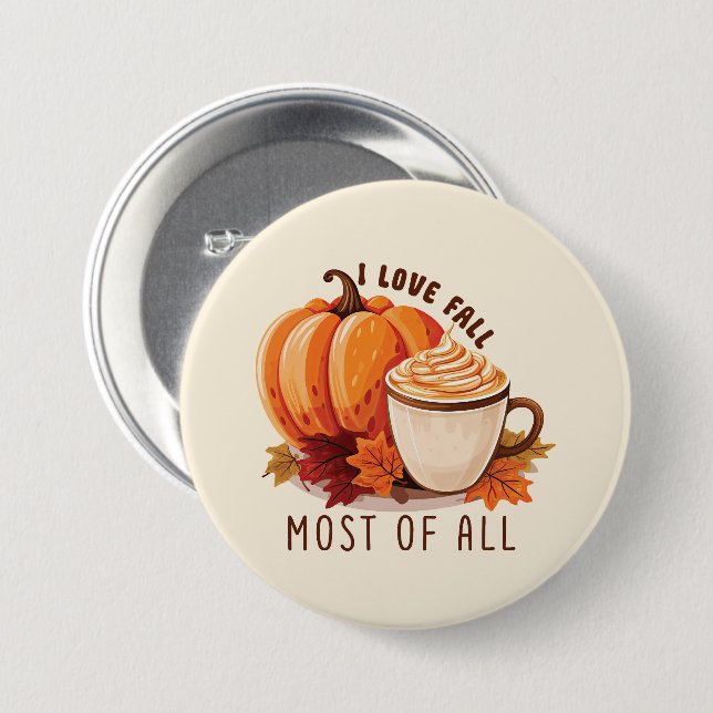 I Liebe Fall - Pumpkin und Pumpkin GewürzLatte Button (Vorne & Hinten)
