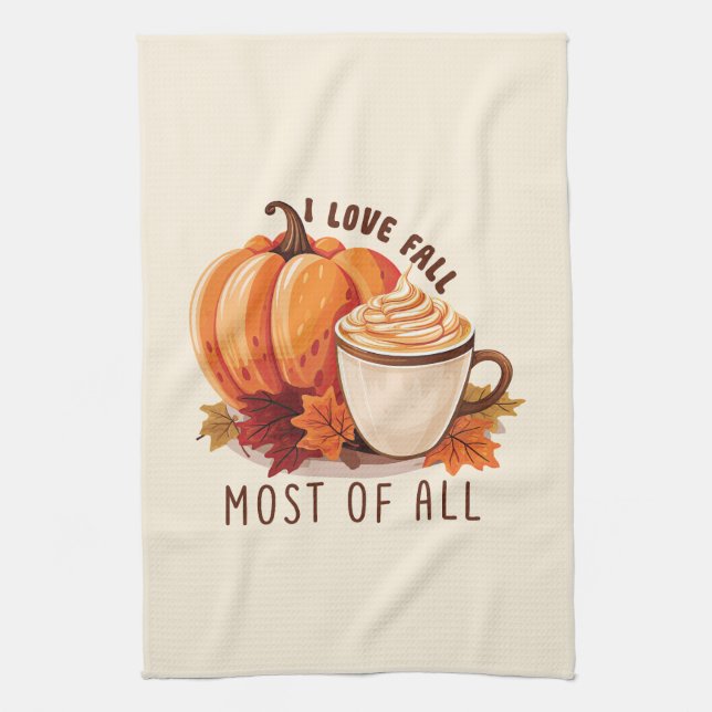 I Liebe Fall - Pumpkin und Pumpkin GewürzLatte Geschirrtuch (Vertikal)