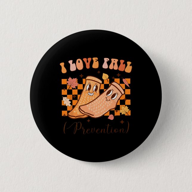 I Liebe fallen Präventions-Fall-Erntedank Krankens Button (Vorderseite)