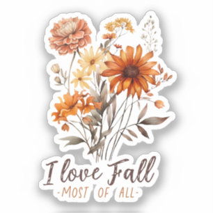 I Liebe fällt am meisten - Herbstblätter Aufkleber