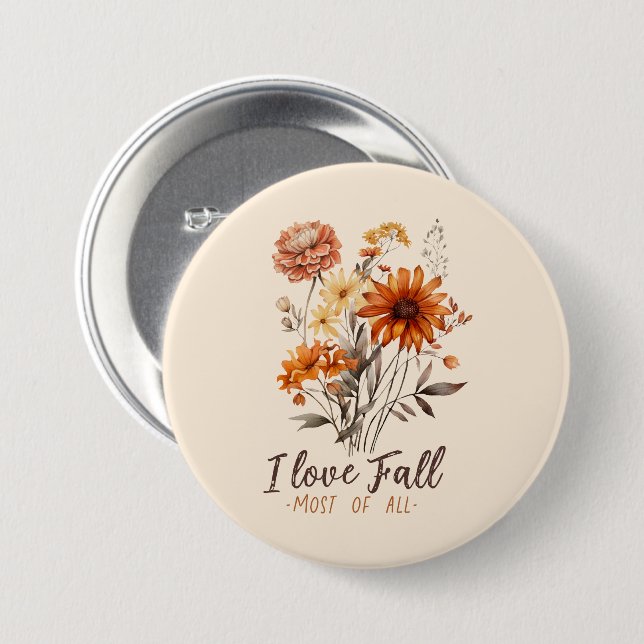I Liebe fällt am meisten - Herbstblätter Button (Vorne & Hinten)