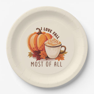 I Liebe fällt am meisten - Latte & Herbst Vibes Pappteller