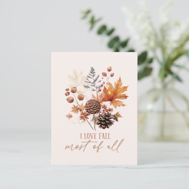 I Liebe fällt die meisten Blätter Postkarte (Stehend Vorderseite)