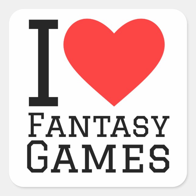 I Liebe Fantasy Games Quadratischer Aufkleber (Vorderseite)